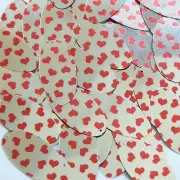 Sequin Oval 1.5" Sweet Hearts Print Red Silver Metallic