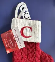 ST NICHOLAS SQUARE MONOGRAM KNIT MINI STOCKING “C” NWT!