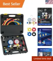 4 Way AC Diagnostic Manifold Gauge Set for R134A R410A R22 with Hoses & Adapters