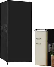 Outdoor Refrigerator Cover, Stand up Fridge Dust Protector with Storage Organizer, Heavy Duty Shelf Cover, Waterproof Appliance Protector for Upright Beverage Fridge