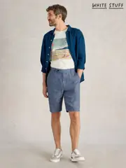 White Stuff Blue 100% Linen Chino Shorts (H27461) | $127