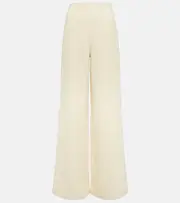 [Loro Piana] Loro Piana Wool and cotton corduroy wide-leg pants AU 14 white