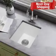Quartz White Undermount Kitchen Sink, Small Granite Composite Bar Sink, Bowl
