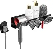 Hair Dryer Holder for Dyson Supersonic - Wall Mounted, Black Strong Magnetic Bracket Organizer for Attachments, Space-Saving Blow Hair Dryer Storage Shelf, Sturdy Bathroom Hair Care Tool Rack