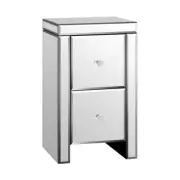 NNEED Bedside Table 2 Drawers Mirrored Nightstand