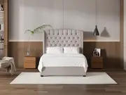 My Style Winged Headboard & Slimline Base - Double / Haze / Standard Base