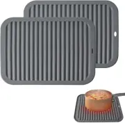 2 Silicone Table Mats Hot Pad Mats Pot Holder, VIPITH Large 30X22 Cm Silicone Tr