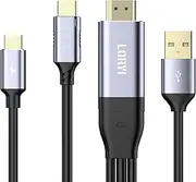 [Loryi] HDMI to USB C Cable 8.2ft, Support Touch, 4K@60Hz HDMI to Type C Converter Cord(Male to Male), Compatible with Xreal Air, Nreal Air, Steam Deck Dock, PS5, Xbox, Portable Monitor，Studio Display