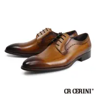 在飛比找momo購物網優惠-【CR CERINI】都會紳士素面雕孔德比鞋 棕色(CR28