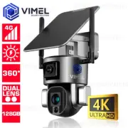 4G Dual Security Camera 4K 128GB Solar Battery PTZ Car Detection Remote SIM card