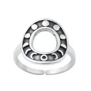 Moon Phases Toe Ring Genuine Sterling Silver 925 Width 13.6 mm Adjustable Size