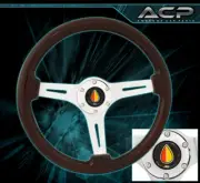 Dark Wood Silver Center Deep Dish Steering Wheel Koreisha Mark Horn Drift Chevy