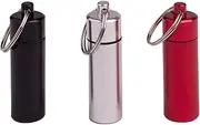 Beadnova Pill Case Aluminum Pill Carrier Waterproof Pill Holder with Key Chain Medicine (3pcs, 3 Colours Per Pack)