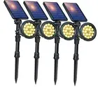 Solar Lights Outdoor Upgraded, 18 LED Waterproof Solar 4 Pack Warm White