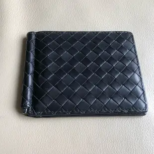 [品味人生2]保證正品 Bottega Veneta BV 黑色 編織  鈔票夾 皮夾 短夾