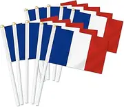 10 PCS France Handheld Small Flag, French Hand held Mini Decor Decoration Banner