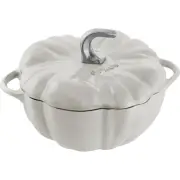 Cast Iron 3.5-qt Pumpkin Cocotte Stainless Steel Knob - White Truffle