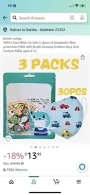Children’s Face Masks- 5 Layers of Protection- 30 Pieces- New- Unopened