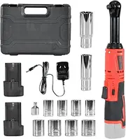 [ALSTON] Cordless Electric Ratchet Wrench Set 12V Power Electric Ratchet Wrench 3/8inch 400 RPM Variable Speed with Sockets Two 2000mAh Batteries and Charger