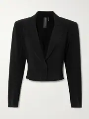[Norma Kamali] Norma Kamali - Cropped Stretch-jersey Blazer - Black - small small Black