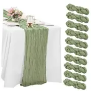 10 Pack Cheesecloth Table Runner 10FT Boho Gauze Fabric 21"x120" Sage Green