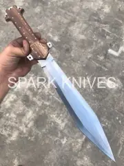 SPARK CUSTOM HANDMADE HIGH POLISH DOUBLE EDGE FULL TANG BOWIE KNIFE With Sheath