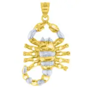 Solid 14k Yellow Gold Textured Scorpion Charm Scorpio Zodiac Pendant
