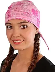 Sparkling EARTH Skull Cap Biker Caps Headwraps Doo Rags - Pink Ribbon Squares, Pink Ribbon Squares, One size