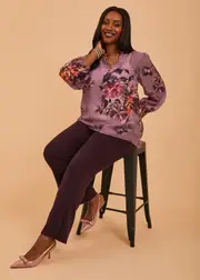 [Taking Shape] Taking Shape Tailored Wide Leg Work Pant Size 16 in Merlot - Plus Size Women's Clothing Merlot