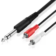 1/4 Inch To Dual RCA Audio Cable 10FT Male 6.35mm 1/4" TRS to 2RCA Wire Plug