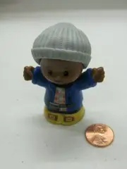 New! Fisher Price Little People AFRICAN AMERICAN BOY w/ GREY STOCKING CAP HAT