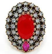 Ottoman Empire Style 5CT Treated Ruby 925 Sterling Silver Ring Sz 8 HB1-3