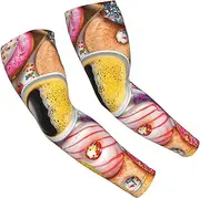 [FSCEV] Coffee And Donuts Sun Protection Arm Sleeves Outdoor Essentials Cooling Compression Golf Hiking Cycling