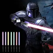 Lightsaber Use Rechargeable Metal Hit 7 Colors with Sounds Effect, Toys for Boys Girls for Dueling Light Saber Cosplay (78cm/Black)