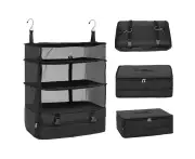 Portable Travel Organiser Hook Closet Clothes Organiser - Black