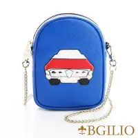 在飛比找Yahoo奇摩購物中心優惠-義大利BGilio-摩登牛皮童趣造型小斜背包(汽車)-藍色1