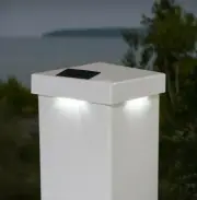 8 PACK 5x5 WHITE PVC PYRAMID SOLAR POST CAP LIGHTS FOR PVC VINYL POST