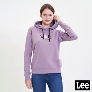 Lee 女款 彩色Logo連帽大學T/厚T 紫色