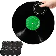 sdroceRyaM 4PCS Record Mitt LP Handler Gripper Anti-Static Vinyl Record Cleaner &Protector Soft Microfiber Practical Turntable Accessories(Black)