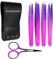Professional Eyebrow Tweezers, Tip Tweezer Set, Precision Tweezers with Scissor