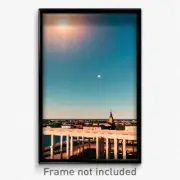 Pixel Art Poster - Sky Blue Swedish City (8 Bit Psychedelic Video Game Print)
