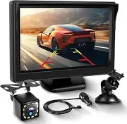 Reversing Camera with 4.3 Inch HD Monitor and Camera, IP68 Waterproof, Colour Night Vision, Reversing Camera with 3.5 m Cigarette Lighter