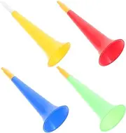 FELTECHELECTR 4pcs Soccer Cheering Horns Colorful Plastic Trumpets for Fun Noise Maker for Sporting Events Parties and Celebrations for Soccer Matches and Outdoor Activities
