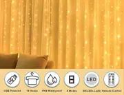 Vikus USB Powered 300 LED Curtain String Light with 8 Modes and Remote Control for Bedroom Party Wedding Decorations
