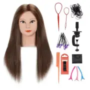 100% Real Human Hair Mannequin Head with Stand, #4 Dark brown human hair