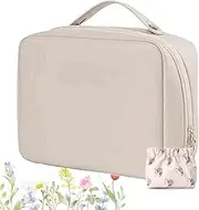 [Goffreo] Beneathk Multi-compartment Toiletry Cosmetics Bag, Beneath Toiletry Bag, Multi Compartment Toiletry Bag, Waterproof & Large Capacity Cosmetic Bag for Travel Storage Makeup, Tool, White