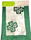 St Patrick's Day Table Runner Green Shamrocks White Green 13x72" 4 Leaf Clover