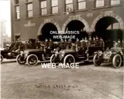 1920 FIREMAN on FIRE TRUCK DEPARTMENT 8x10 PHOTO BATTLE CREEK MICHIGAN AMERICANA