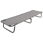 Outdoor Sun Lounger Steel Frame Patio Garden Pool Camping Folding Sunbed Grey