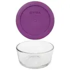 Pyrex (1) 7200 2 Cup Glass Bowl & (1) 7200-PC Thistle Purple Lid
